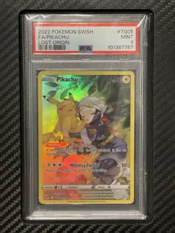 2022 PSA 9 Pikachu FA TG05 Full Art Trainer Gallery Pokemon TCG SWSH Lost Origin - Image 1