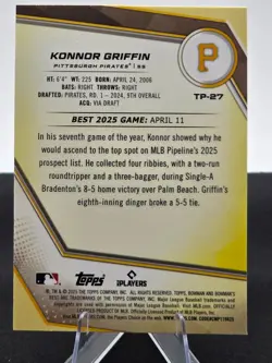Konnor Griffin 2025 Bowman's Best Base Prospect Card - Image 2