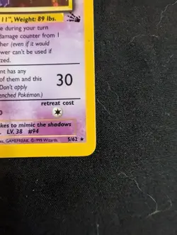 Gengar (5/62) Rare Holo Fossil Set Pokemon Card Wotc LP Lightly Played - Image 5