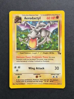 VINTAGE Pokemon TCG Aerodactyl 1/62 Holo - Fossil Set - EXCELLENT - WotC 1999 - Image 1