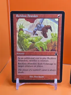 🔴🔴🔴 (4) 1999 MAGIC THE GATHERING URZA'S DESTINY RECKLESS ABANDON #94 PLAYED - Image 2