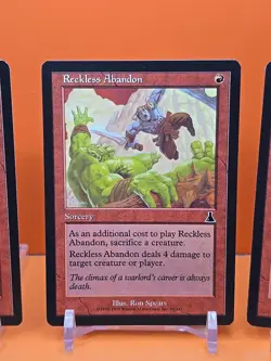🔴🔴🔴 (4) 1999 MAGIC THE GATHERING URZA'S DESTINY RECKLESS ABANDON #94 PLAYED - Image 4