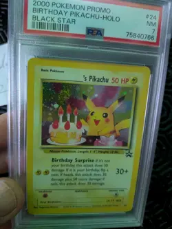 2000 POKEMON PROMO BLACK STAR #24 BIRTHDAY PIKACHU PSA 7 SWIRL WIZARDS WOTC - Image 1