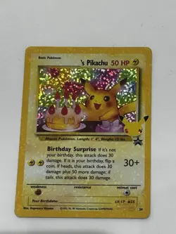 Pokemon Pikachu Birthday Card 24-Holo Celebrations Promo Mint Condition - Image 3