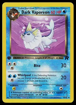Pokemon Card - Dark Vaporeon Team Rocket 45/82 Uncommon 1st Edition - Image 1