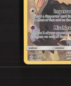 Mimikyu 245/236 Cosmic Eclipse Full Art Secret Rare Holo Pokemon Card LP - Image 5