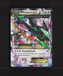 Mega M Rayquaza EX 76/108 Roaring Skies Ultra Rare Holo Pokemon Card DMG - Image 1