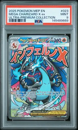2025 POKEMON MEP EN-ME BLACK STAR PROMO #023 MEGA CHARIZARD X EX PSA 9 - Image 1