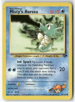 Pokemon Misty's Horsea 087/132 Unlimited Gym Challenge Common - Image 1
