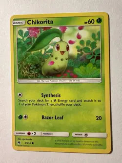 Chikorita 5/214 Common SM Lost Thunder LP Pokemon Card - Image 1