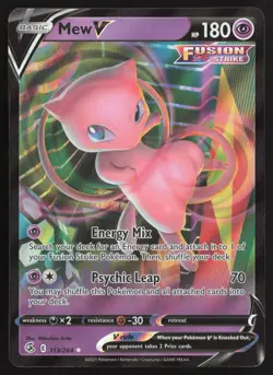 Mew V 113/264 Holo V Rare Fusion Strike Pokemon Near Mint - Image 1