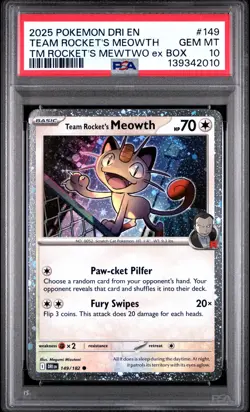 2025 POKEMON DRI EN-DESTINED RIVALS #149 TEAM ROCKET'S MEOWTH PSA 10 - Image 1