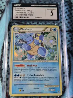Pokemon Blastoise Unleashed Cracked Ice Holo 13/95 CGC 5 130HP 2010 - Image 1