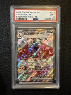 2024 POKEMON SVP EN-SV BLACK STAR PROMO PALDEAN FATES TIN CHARIZARD EX PSA 9 - Image 1