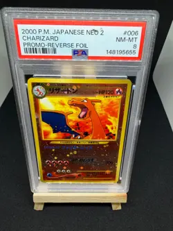 2000 Pokemon - Japanese Neo 2 - Charizard 006 Promo - Reverse Holo - PSA 8 - Image 1