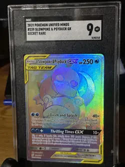 2019 Pokemon Slowpoke & Psyduck GX (Secret) 239/236 Sm-Unified Minds Holo - Image 1