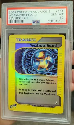2003 POKEMON AQUAPOLIS #141 WEAKNESS GUARD-REVERSE FOIL PSA 10 POP 5 - Image 1