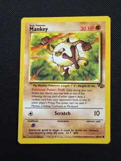 Mankey 55/64 Jungle Common Pokemon TCG LP - Image 1