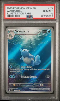 2023 POKEMON MEW EN PSA 10 WARTORTLE ILLUSTRATION RARE 171 - Image 1