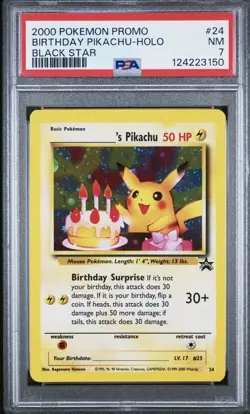 Pokemon Birthday Pikachu Promo Holo Black Star #24 PSA 7 Wizards of the Coast - Image 1