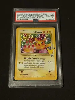 PSA 10 Birthday Pikachu 24 Celebrations Black Star Promo Pokemon TCG - Image 1