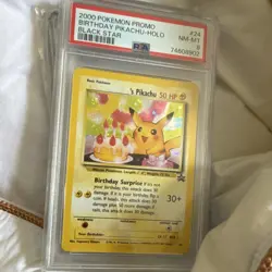 Pokemon 2000 Promo Birthday Pikachu Holo Black Star #24 PSA 8 - Image 1