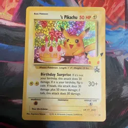 Birthday Pikachu 24 Celebrations NM 25th Anniversary Black Star Promo Pokemon - Image 1