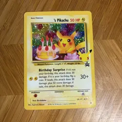 Birthday Pikachu 24 Celebrations NM 25th Anniversary Black Star Promo Pokemon - Image 1