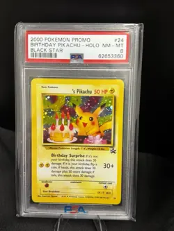 Birthday Pikachu Holo #24 Black Star Promo Pokemon PSA 8 🎂🎈 - Image 1