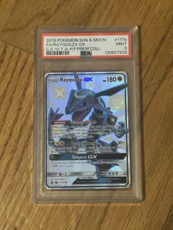 2018 POKEMON SUN & MOON CELESTIAL STORM 177a FULL ART/RAYQUAZA GX 2019 PSA 9 - Image 1