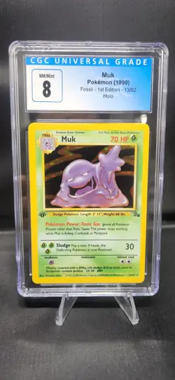 Pokemon Muk Fossil Holo Rare 1st Edition #13 CGC 8 NM/MT - Image 1
