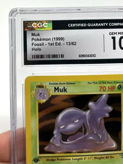 Pokemon Muk #13/62 1st Edition CGC 10 GEM MINT Fossil Holo WOTC - Image 3