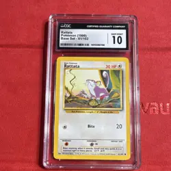 Pokemon Rattata Base Set 61/102 1999 CGC Gem Mint 10 - Image 1