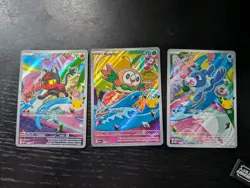 Pokemon First Partner Illustration Collection Alola Rowlet, Litten, Popplio - Image 1