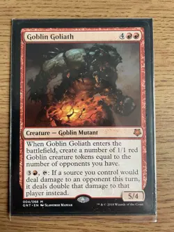 MTG magic the gathering Game Night Goblin Goliath Mythic Rare Near Mint Card - Image 1