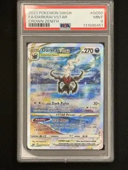 2023 POKEMON SWORD & SHIELD CROWN ZENITH #GG50 FULL ART/DARKRAI VSTAR PSA 9 - Image 1