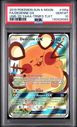 Pokemon Dedenne GX 195a/214 Full Art Toolkit Promo SM PSA 10 GEM MINT - Image 1