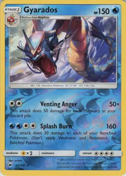 Gyarados 33/147 Holo Rare Burning Shadows Pokemon Reverse Holo Near Mint - Image 1
