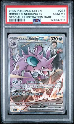2025 Pokemon Destined Rivals #233 Rocket's Nidoking Ex PSA 10 - Image 1