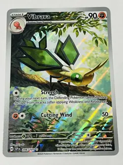 Pokemon TCG Vibrava 206/191 Sv08: Surging Sparks IR Holo Illustration Rare - Image 1