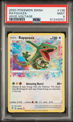 2020 POKEMON SWORD & SHIELD VIVID VOLTAGE #138 RAYQUAZA PSA 9 - Image 1