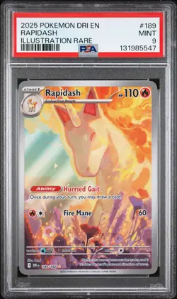 2025 POKEMON DRI EN-DESTINED RIVALS ILLUSTRATION RARE #189 RAPIDASH PSA 9 - Image 1