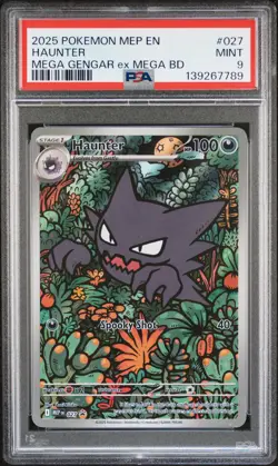 2025 POKEMON MEP EN-ME BLACK STAR PROMO #027 HAUNTER PSA 9 - Image 1