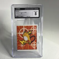 Raichu (166) Pokemon Merlin 1998 sticker Series , Graded English CGC 8 - Image 4