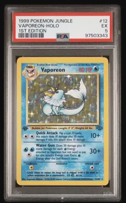 1999 POKEMON JUNGLE 1ST ED #12 VAPOREON-HOLO PSA 5 - Image 1