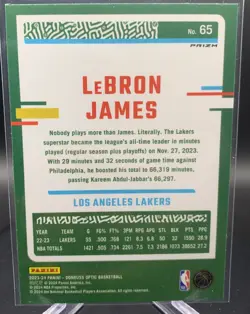 2023-24 Panini Donruss Optic LEBRON JAMES Blue Velocity Prizm LA Lakers #65 - Image 2