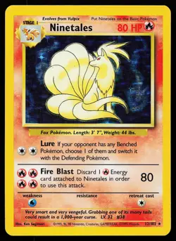 Ninetales 12/102 Holo Rare Base Set Pokemon Card - Image 1