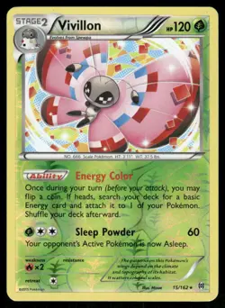 Pokemon Cards Vivillon 15/162 Reverse Holo BREAKthrough XY NM - Image 1
