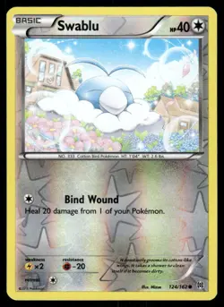 Pokemon Cards Swablu 124/162 Reverse Holo BREAKthrough XY NM - Image 1