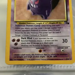 Pokemon Gengar Fossil Holo Rare 5/62 Unlimited 80 HP English 1999 Card - Image 2